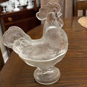 Vintage L.E. Smith Clear Glass Rooster